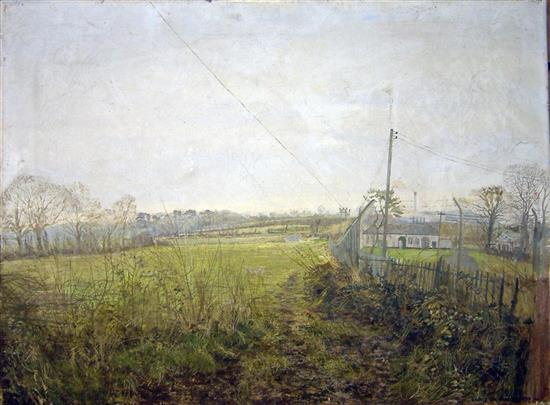Maurice Sheppard (1947-), oil on canvas, 'The Old Pumping Station, Haverfordwest', signed and dated 1979, 45 x 61cm, unframed. Condition - poor